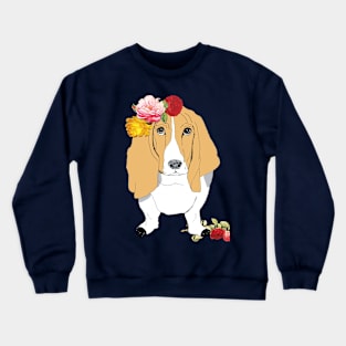 Basset Hound Dogs Love Roses Crewneck Sweatshirt